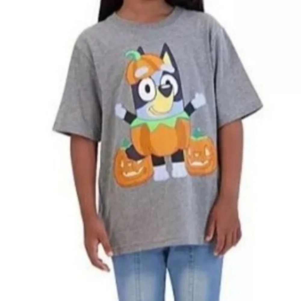 Bluey Unisex Pumpkin Halloween T-Shirt Gray 8